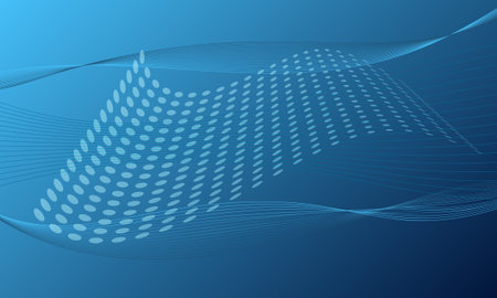 abstract blue lines curve wave soft gradient high technology backgroundのイラスト素材