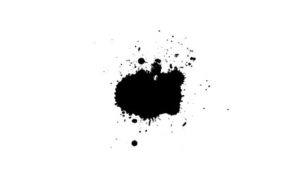 black ink dropped painting splatter splash on white backgroundのイラスト素材