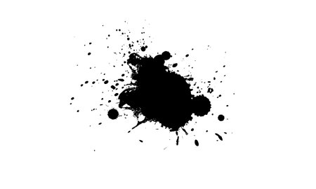 black ink painting dropped splatter splash in grunge graphic style on white backgroundのイラスト素材