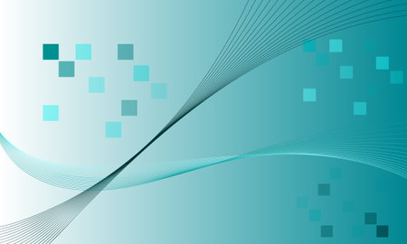 green smooth lines wave curves on soft gradient abstract technology backgroundのイラスト素材