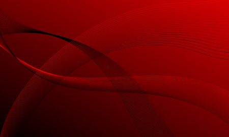 red smooth lines wave curves on gradient abstract backgroundのイラスト素材