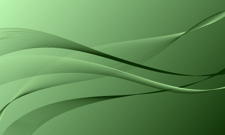 green light smooth lines wave curves with gradient abstract backgroundのイラスト素材