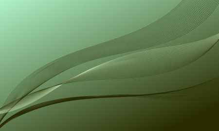 green smooth lines wave curves with soft gradient abstract backgroundのイラスト素材