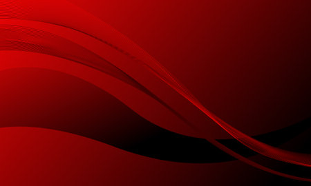 red smooth lines wave curves with gradient abstract backgroundのイラスト素材