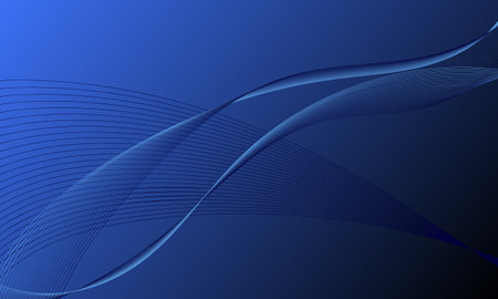 abstract blue smooth lines wave curves on gradient backgroundのイラスト素材