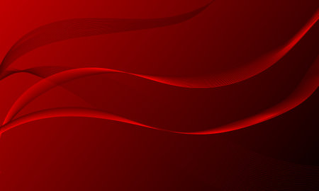 red smooth lines wave curves with gradient abstract backgroundのイラスト素材