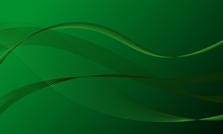 abstract green lines wave curves on smooth gradient backgroundのイラスト素材