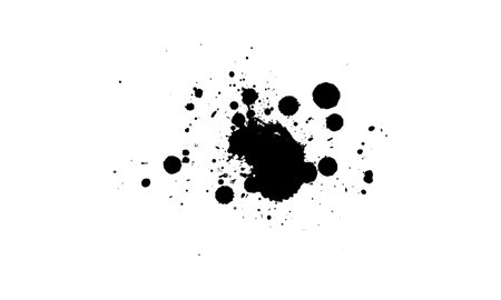 black ink brushed splatter splash on white backgroundのイラスト素材