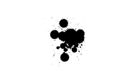 black watercolor dropped splash splatter on white backgroundのイラスト素材