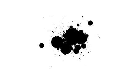 black ink splatter splash on white backgroundのイラスト素材