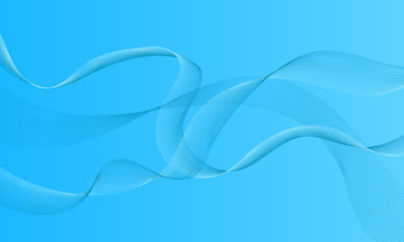 blue light lines wave curves with smooth gradient abstract backgroundのイラスト素材