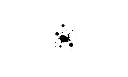 black ink dropped splash splatter on white backgroundのイラスト素材