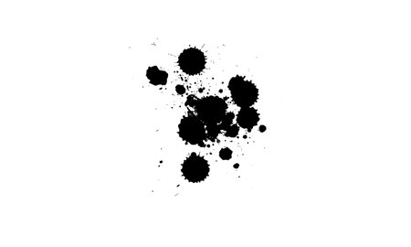 black watercolor brushed splash splatter on white backgroundのイラスト素材
