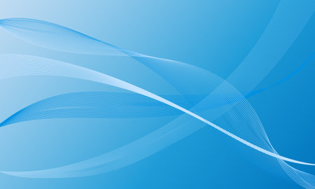 abstract blue light smooth lines wave curves with gradient backgroundのイラスト素材
