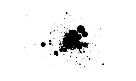 black watercolor brushed splash splatter on white backgroundのイラスト素材