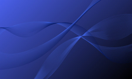 blue smooth lines wave curves with gradient abstract backgroundのイラスト素材