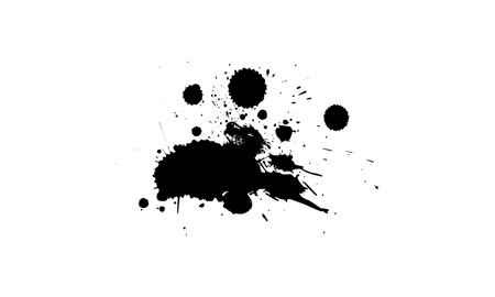 black ink brush splash on white background grunge graphic styleのイラスト素材