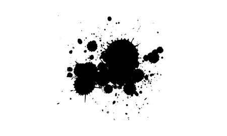 black ink painting splash splatter on white backgroundのイラスト素材