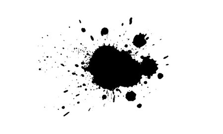 black ink painting drop splash splatter on white backgroundのイラスト素材