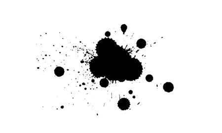 black ink brushed stroke splash splatter on white backgroundのイラスト素材