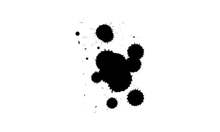 black watercolor brushed splash splatter on white backgroundのイラスト素材