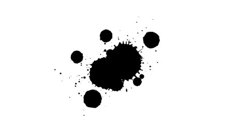 black ink dropped splash splatter on white backgroundのイラスト素材
