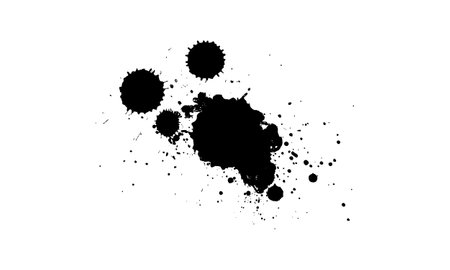 black ink painting splah splatter grunge graphic element on white backgroundのイラスト素材