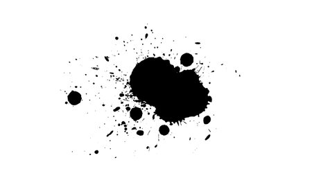 black ink brushed splash splatter grunge graphic element on white backgroundのイラスト素材