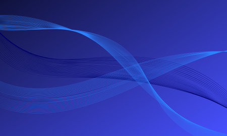 blue smooth lines wave curves with soft gradient backgroundのイラスト素材