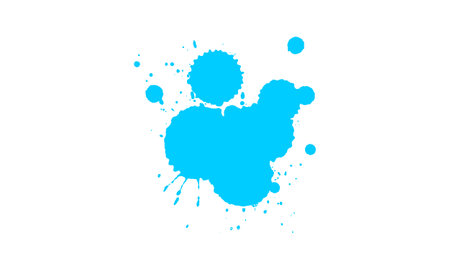 blue watercolor dropped splatter splash on white backgroundのイラスト素材