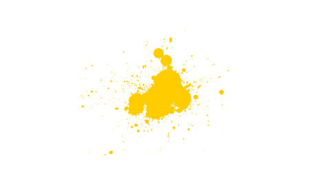 yellow watercolor brush painting dropped splash splatter on white background vectorのイラスト素材