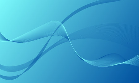 blue green turquoise lines wave curve on soft gradient abstract backgroundのイラスト素材