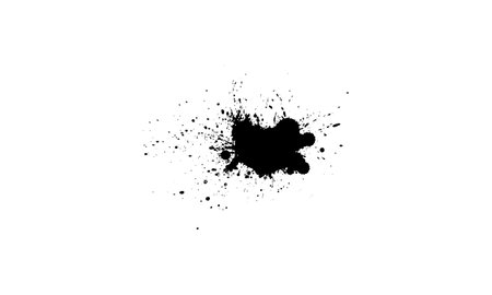 black ink brush splash splatter on white backgroundのイラスト素材