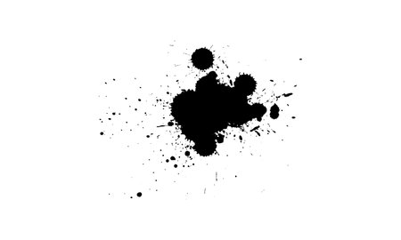 black ink brush drawing splash splatter on white backgroundのイラスト素材