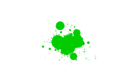 green watercolor painting splatter splash on white backgroundのイラスト素材