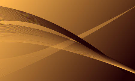 gold light smooth lines wave curves with soft gradient abstract backgroundのイラスト素材