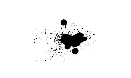 black watercolor brush painting splash splatterのイラスト素材