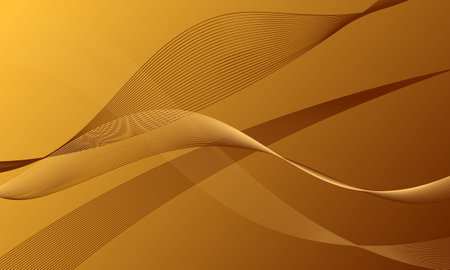 yellow gold smooth lines wave curves with soft gradient abstract backgroundのイラスト素材