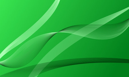 green light smooth lines wave curves with gradient abstract backgroundのイラスト素材