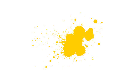 yellow watercolor brush painting splash splatter spray painting dirty grunge graphic on white backgroundのイラスト素材