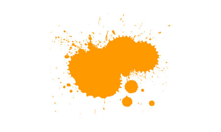 orange watercolor painting splash splatter on white backgroundのイラスト素材