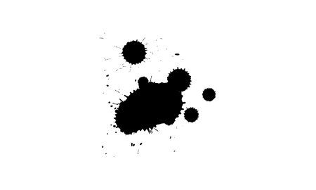 black watercolor brush painting splash splatter grunge graphic elementのイラスト素材