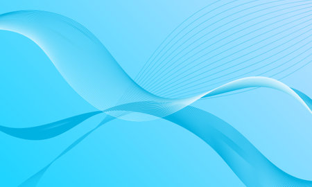blue light lines wave curves with smooth gradient abstract backgroundのイラスト素材