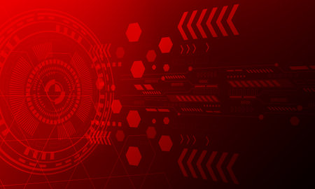 red line circuit high technology circle connecting network abstract backgroundのイラスト素材