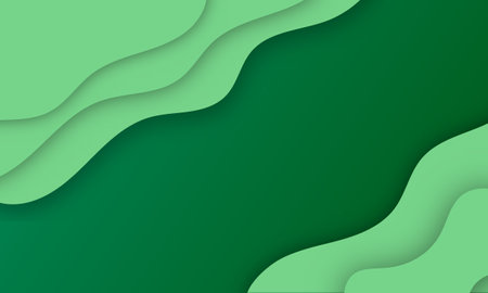 green papercut wave curves funny style abstract backgroundのイラスト素材