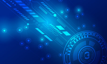 blue lines circuit connecting circle high technology abstract backgroundのイラスト素材
