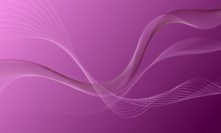purple violet lines wave curves on soft gradient abstract backgroundのイラスト素材