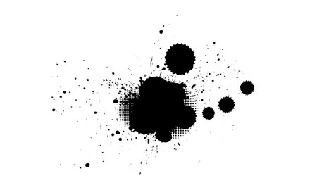 black watercolor ink brush painting splatter splash grunge graphic elementのイラスト素材