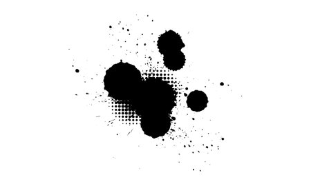 black ink brush painting splatter splash artistic grunge graphic elementのイラスト素材