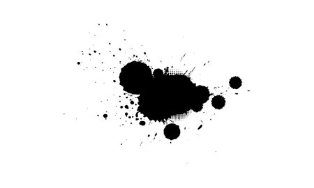 black ink brush painting dropped splatter splash on white background artisticのイラスト素材